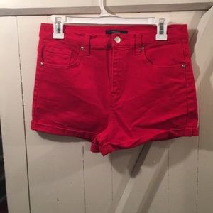 Red high rise shorts